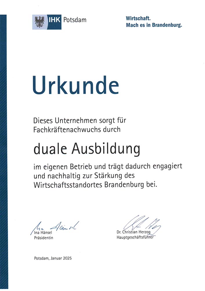 IHK Urkunde Ausbildung 2025